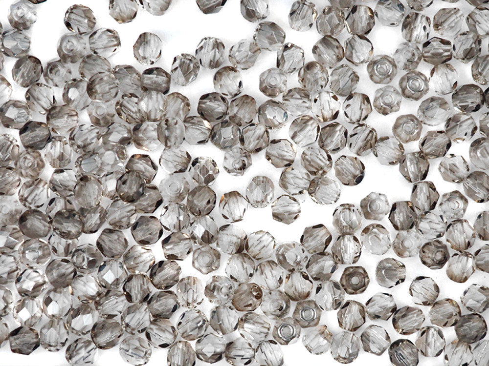 Czech Fire Polished Round Faceted Glass Beads Crystal Velvet Dark, Silver Shade