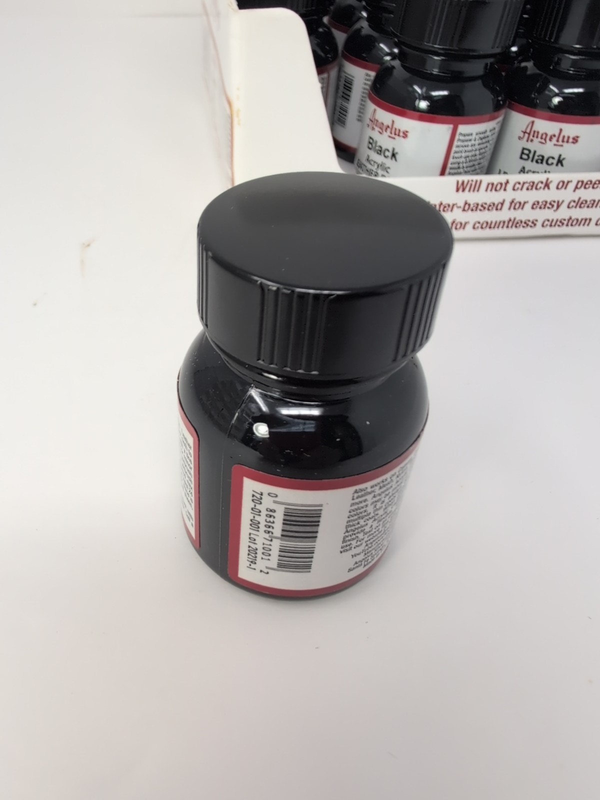 (12) 1 Oz Bottles Of Angelus Acrylic Leather Black Paint New