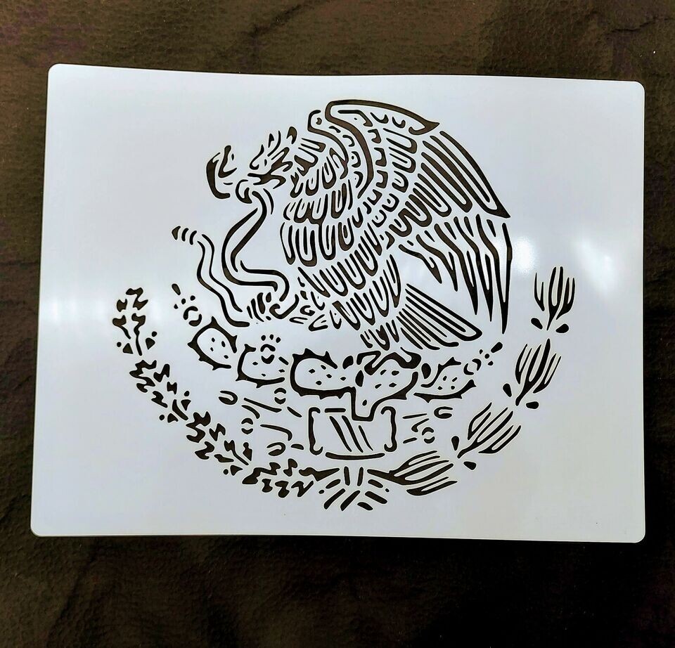 Stencil Mexico Mexican Flag Emblem Eagle 8.5″ x 11″ Reusable Flexible Plastic
