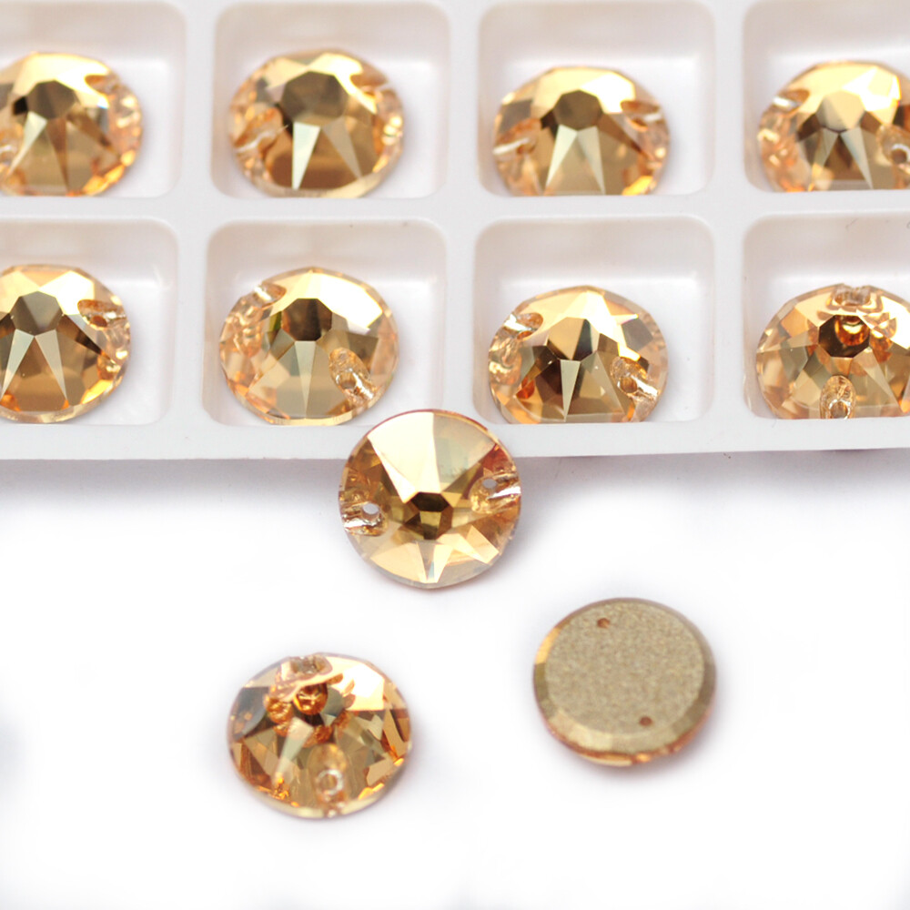 Glass Crystal Golden Shadow Sew ON Rhinestones Rivoli Oval Navette Square Triang