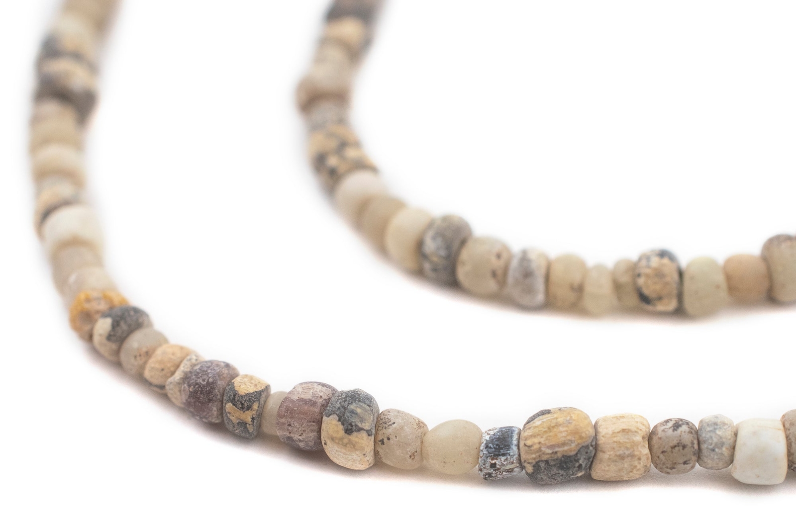 White Ancient Djenne Nila Glass Beads 4mm Mali African Seed 29 Inch Strand