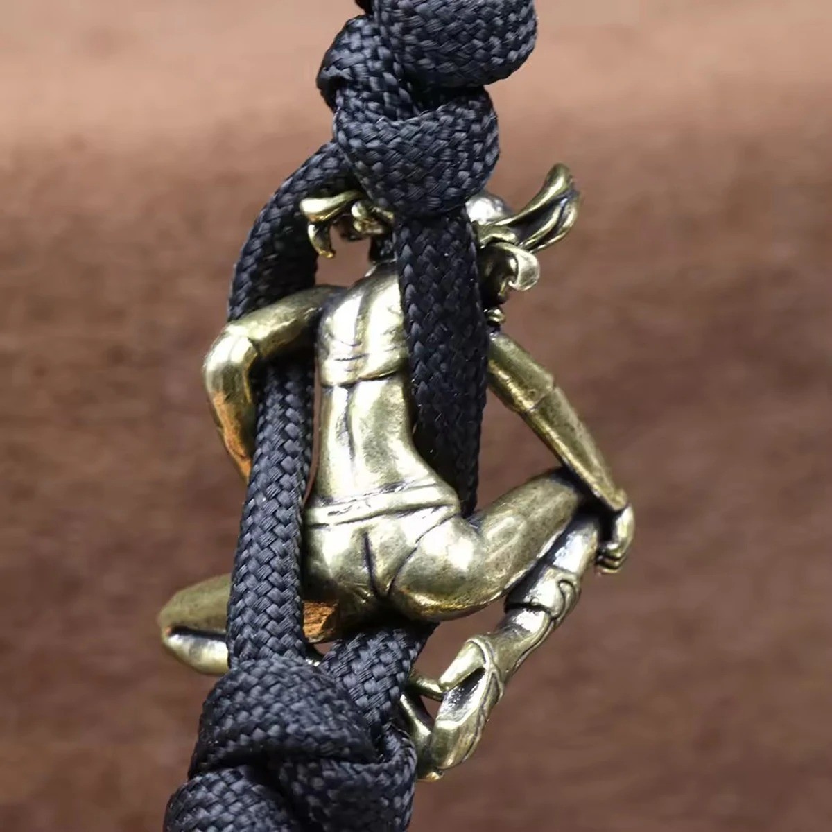 Vintage Brass Girl Figure Paracord Bead DIY Lanyard Pendant Keychain Charm