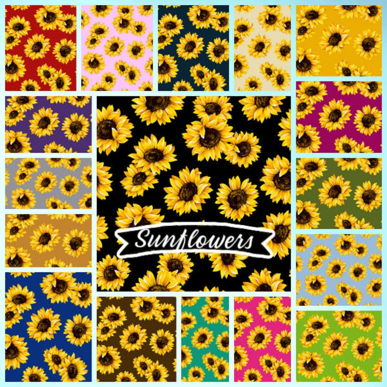 102 piece SUNFLOWERS pre cut charm pack 5″ squares 100% cotton fabric quilt