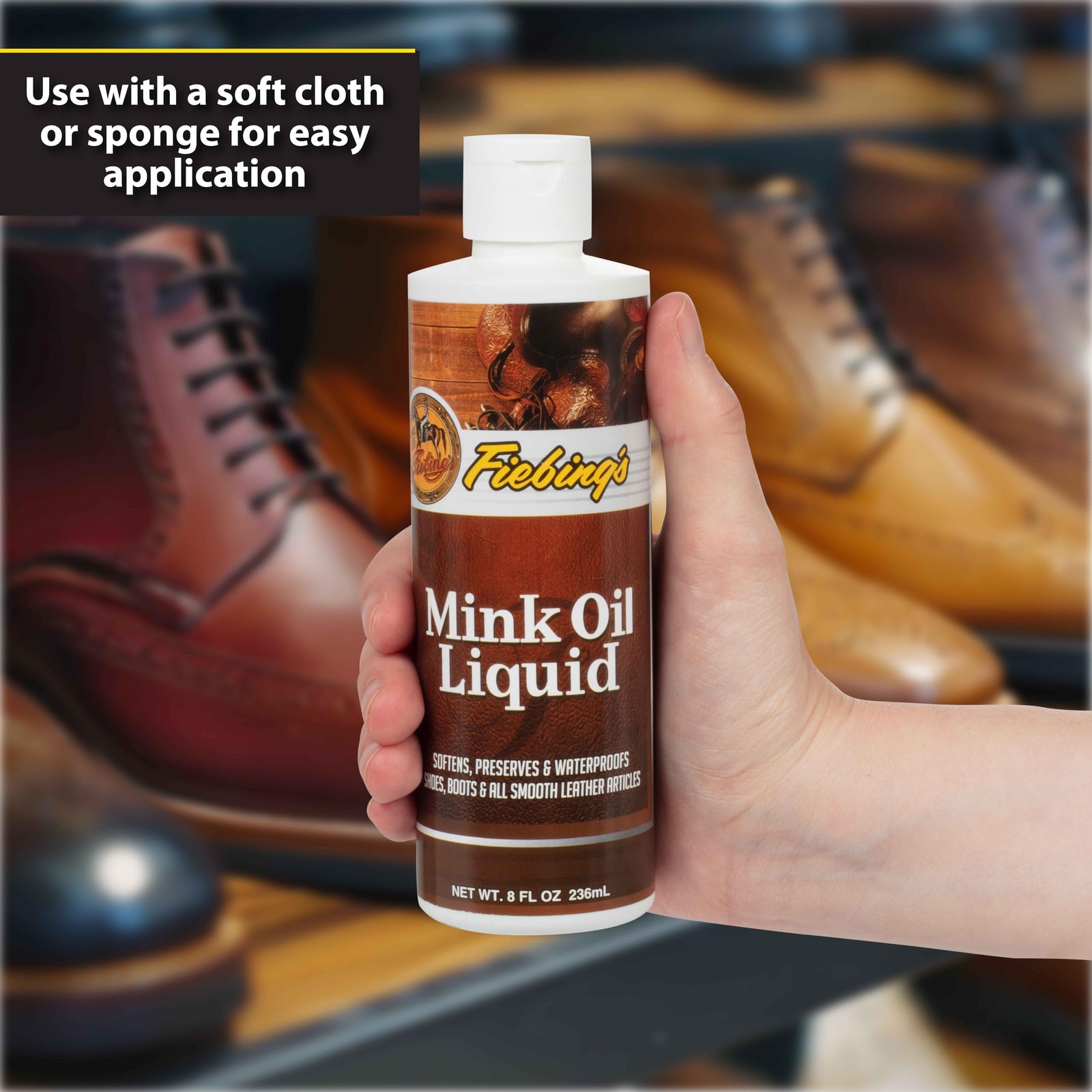 Fiebing’s Mink Oil Liquid, 8 Oz. – Soften, Preserves and Waterproofs Leather