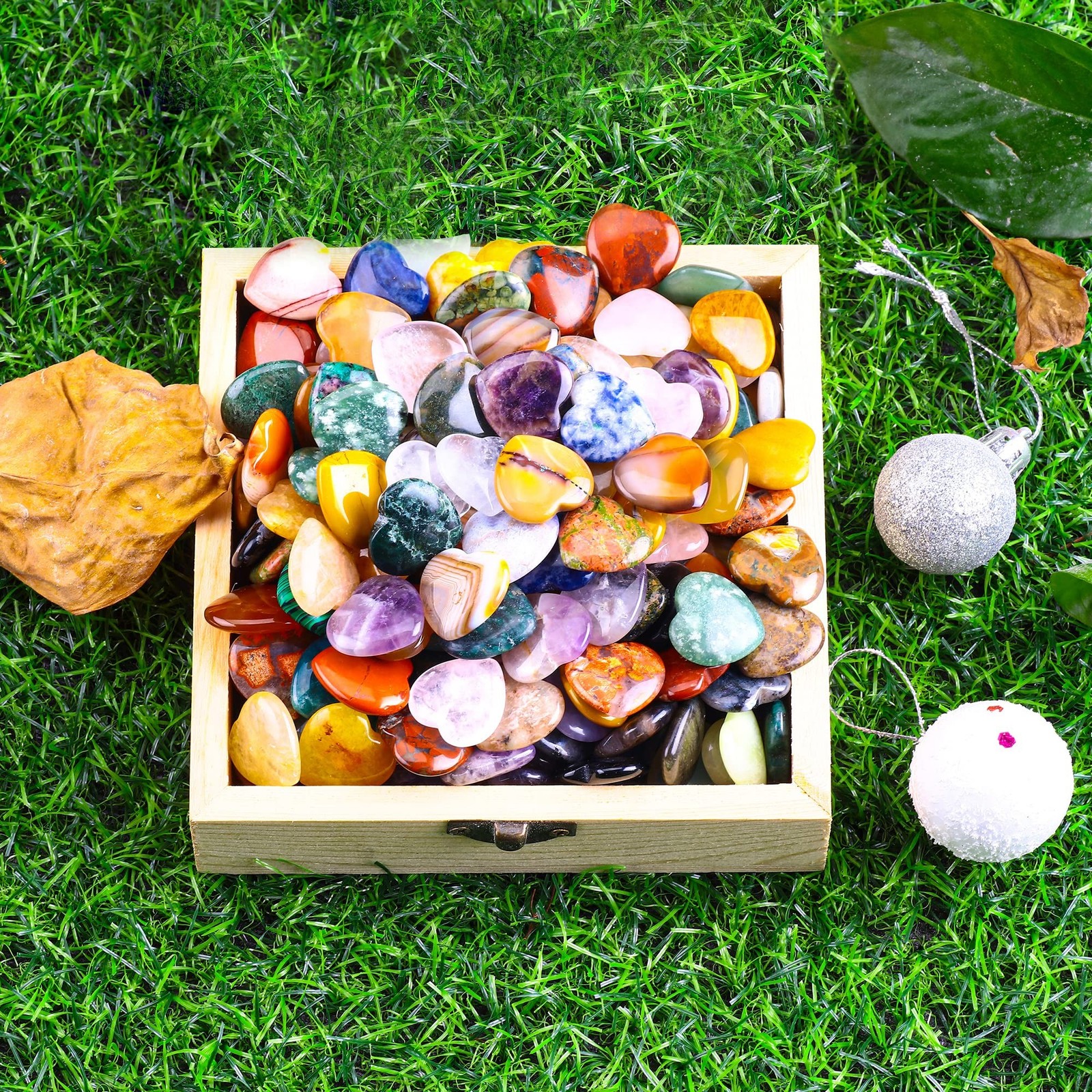 40pcs Natural Heart Shaped Crystal Stones 0.8 Inch Pocket Hearts Bulk Stones …