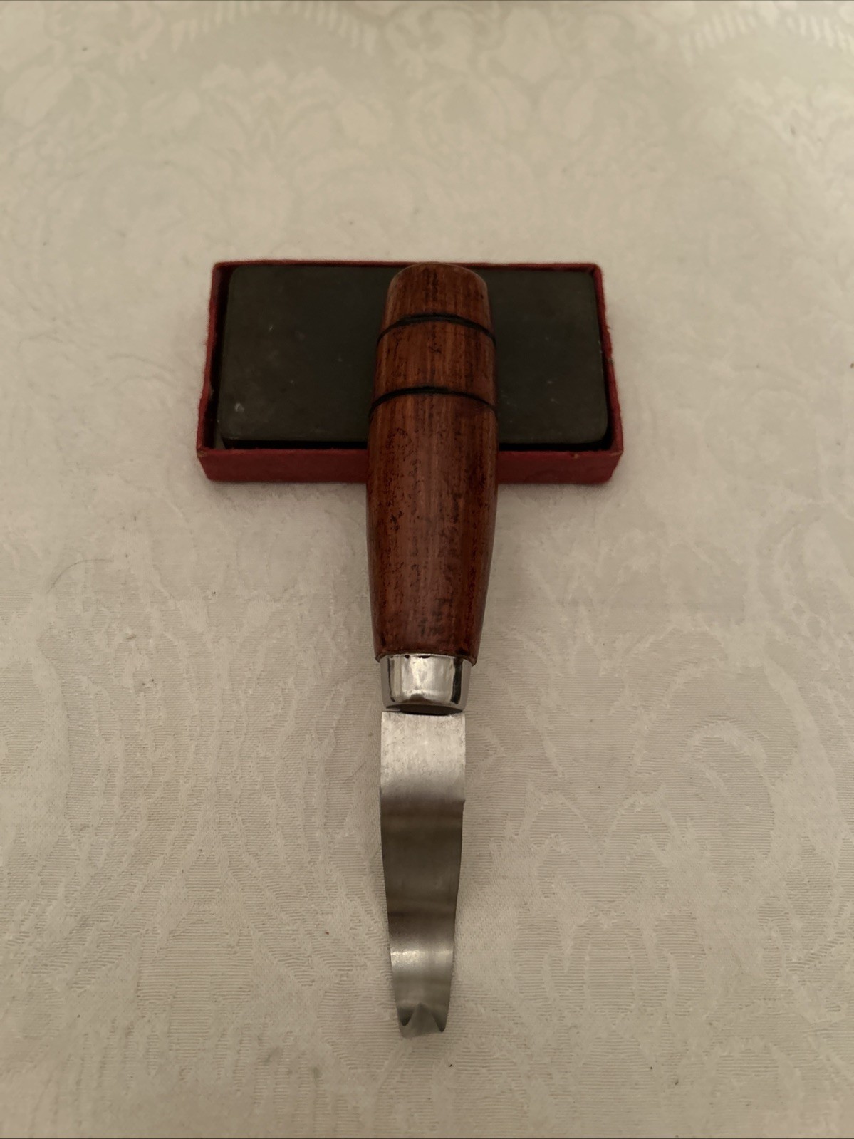 Forged Single Bevel Sloyd Hook Knife Stainless Blade Cherry Stain Hand Made