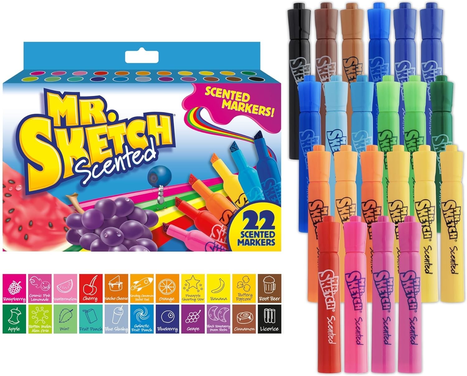 Vibrant Scented Coloring Markers – 22 Non-Toxic Chisel Tip Pens for Kids