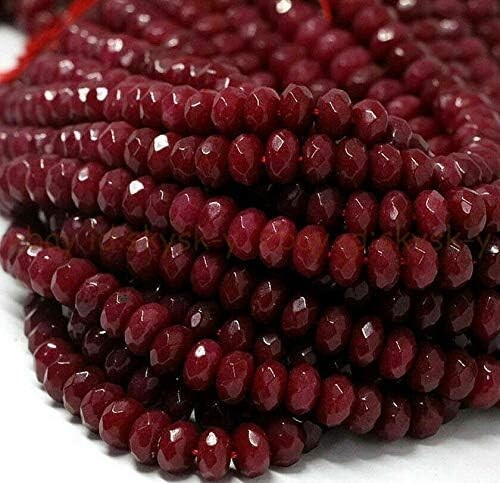 AAA 4mm Red Ruby Gemstone Rondelle Gemstone Beads Faceted 1 Strand 14″