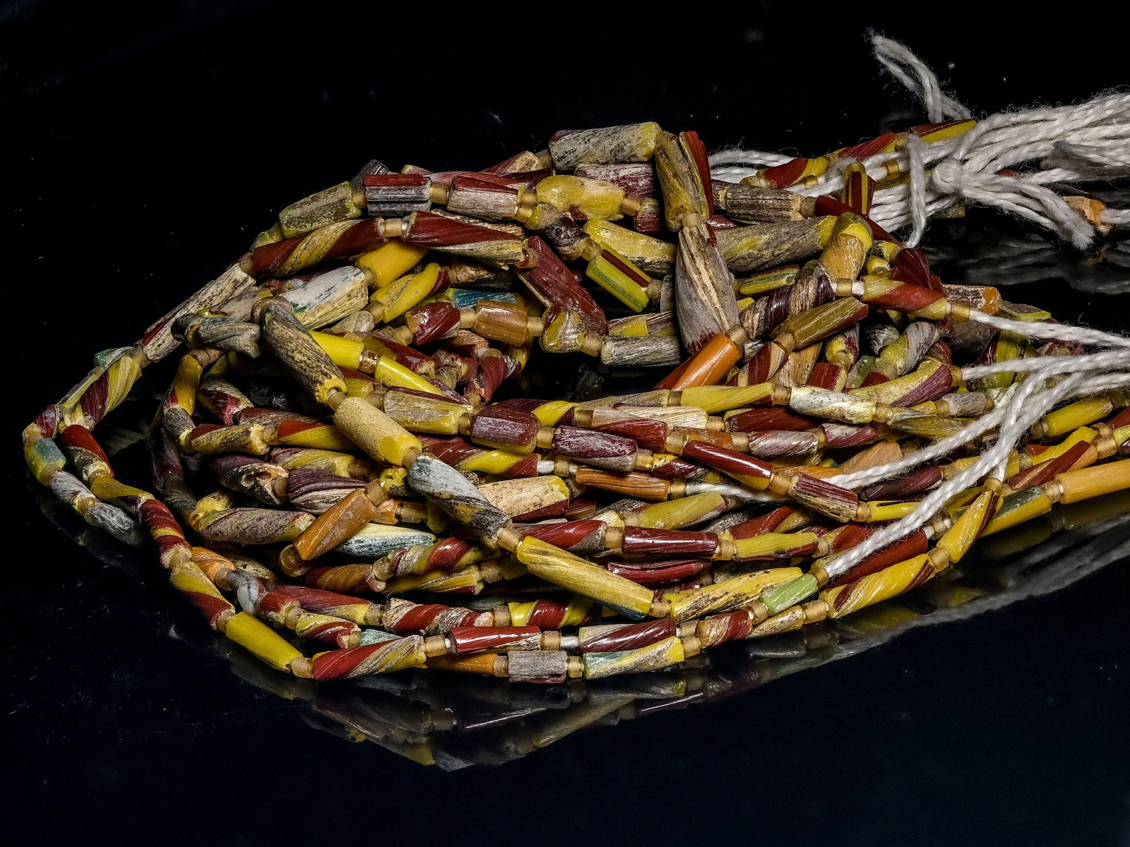Glass Bangle Beads from Pakistan Yellow and Brick Red Tones X165