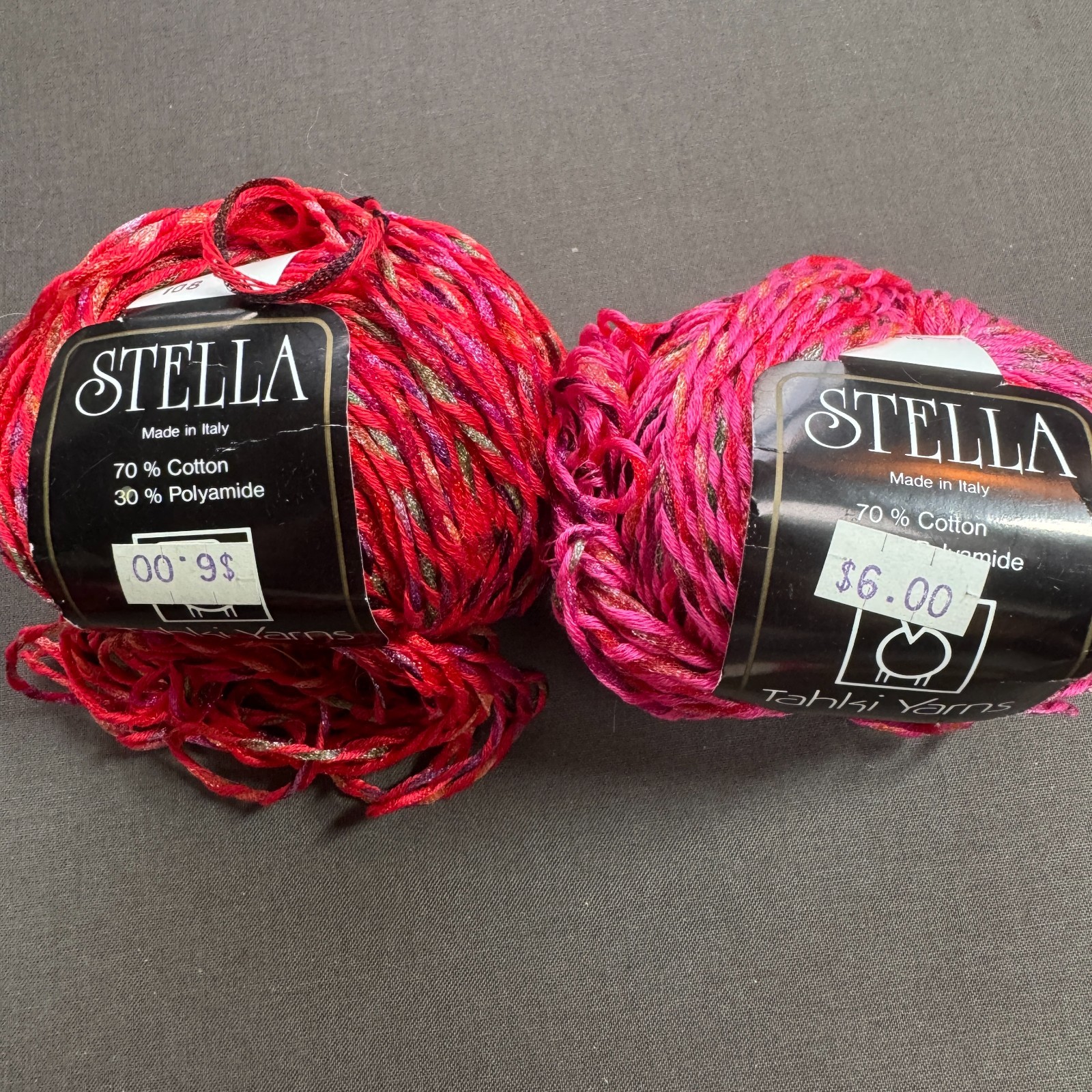 Lot of Pink/Red Novelty Yarns – Eyelash, Variegated – Mixed Brands – NOS
