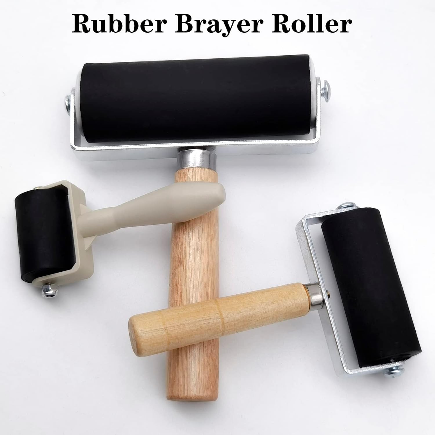 3 Pack Rubber Brayer Roller,1.4/2.4/4 Inch Hard Rollers,Art…