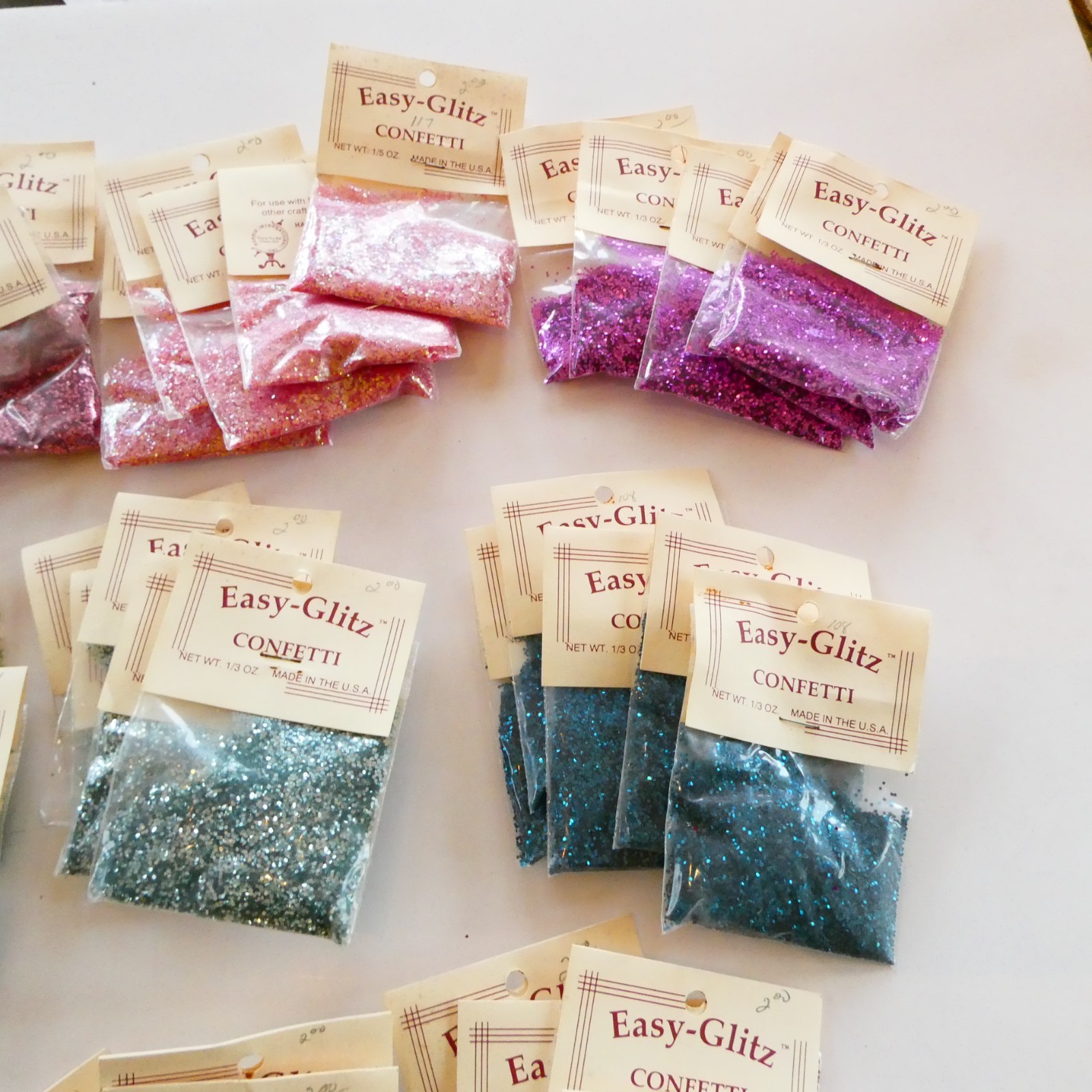 Vintage Glitter Easy-Glitz Confetti Hug Lot of 99 pkgs 0.3 oz each Made in USA