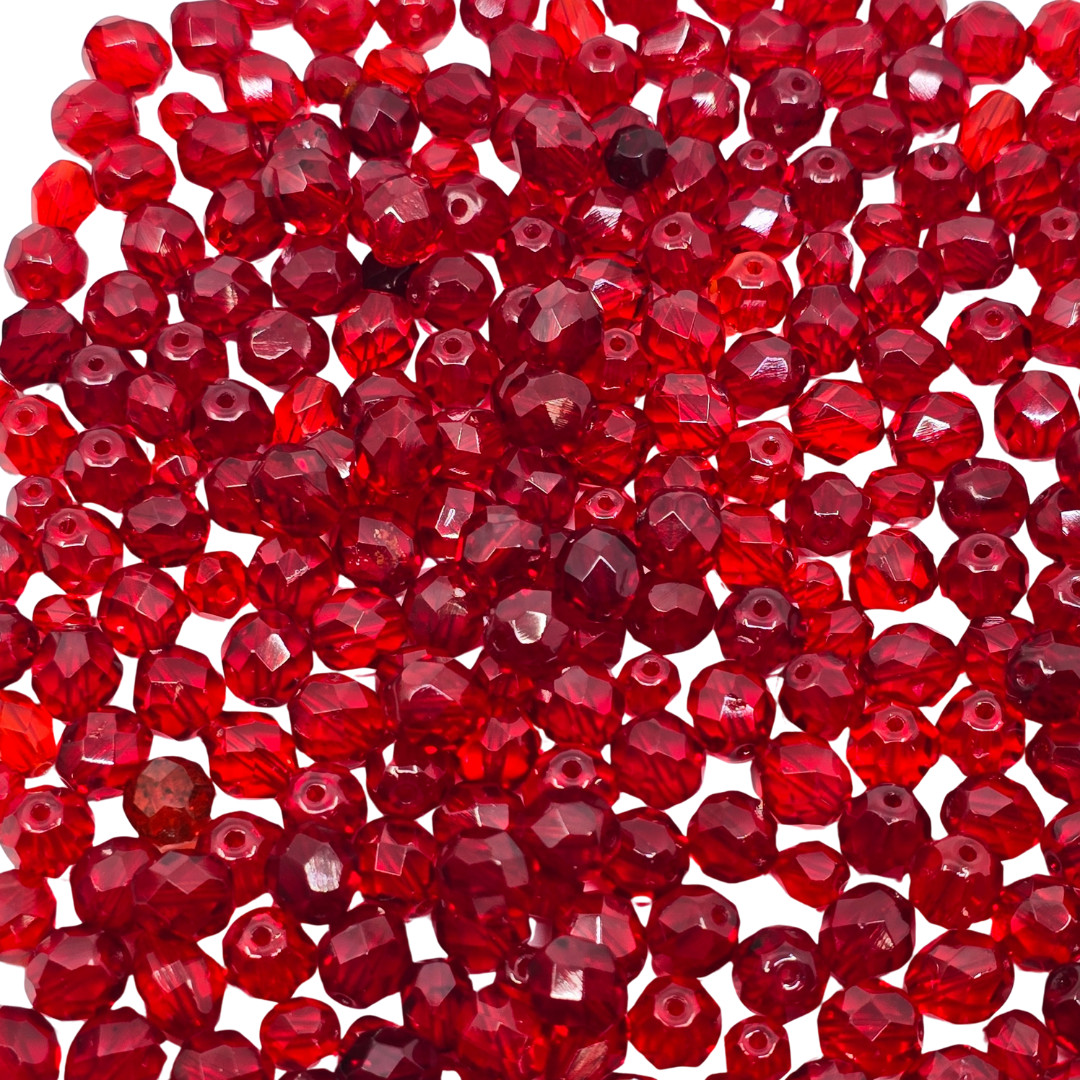 Czech Vintage Red Faceted Glass Beads Shape & Size Varies 188grams