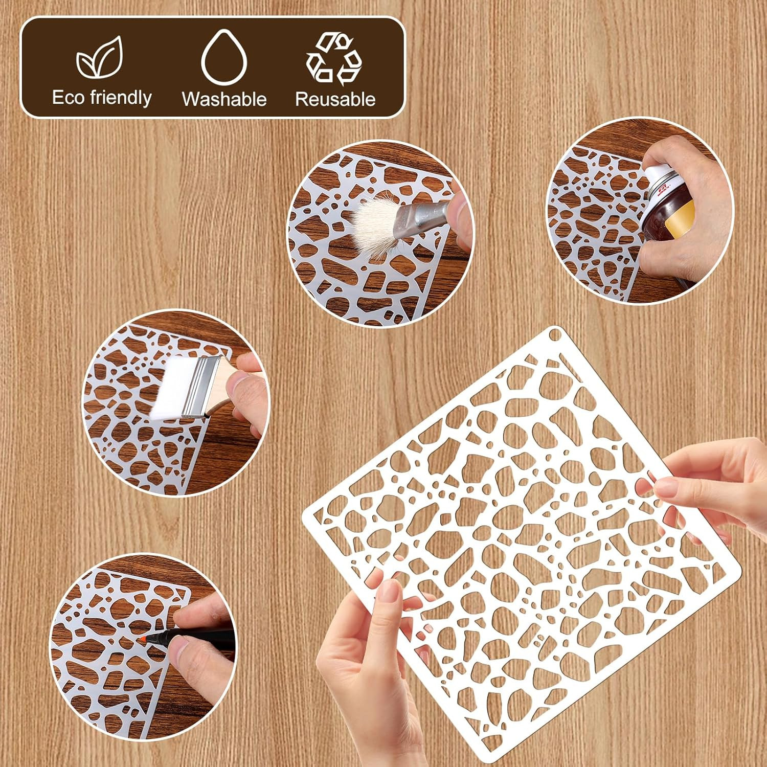 16 Pcs Reusable Abstract Geometric Stencils for Painting and Crafts DIY
