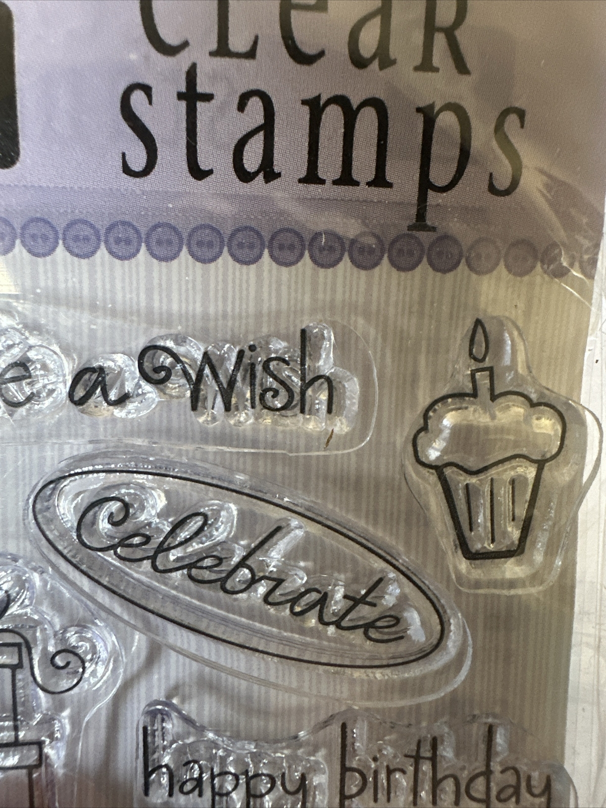 Studio G Clear Stamps Set Happy Birthday to You Make a Wish Cupcake Acrylic 5