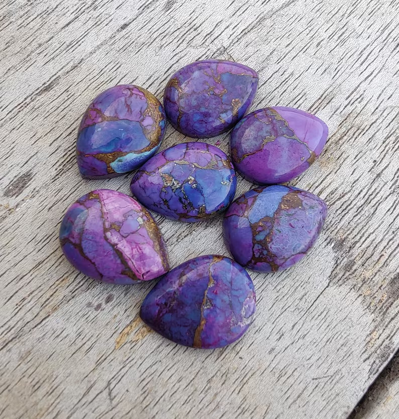 Wholesale Purple Copper Turquoise Cabochon Pear shape Loose Gemstone Lot Jewlery
