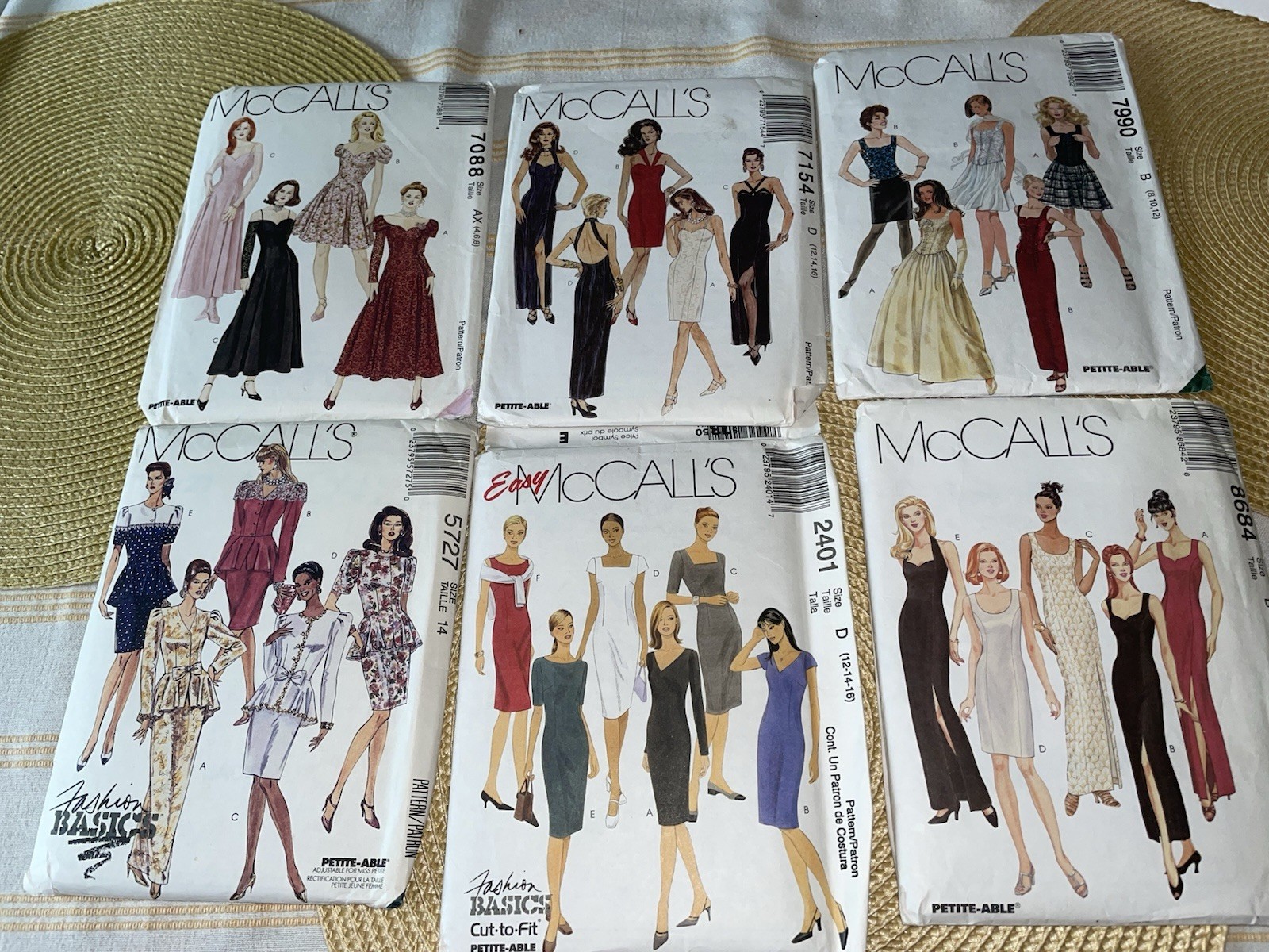 Six Classic McCall’s 1990’s women’s sewing pattern Factory Folded Varies sizes