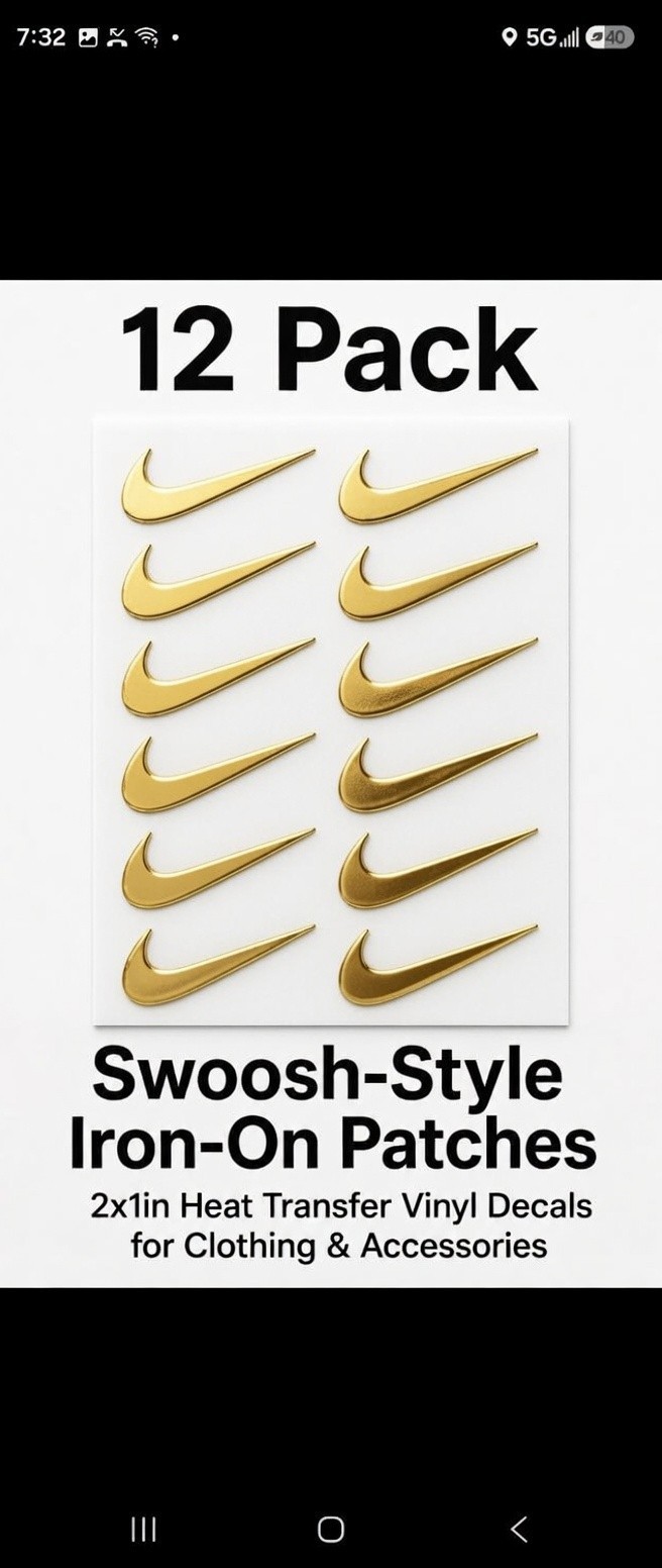 Athletic Style Swoosh Iron-On Heat Transfer Vinyl Patches 2×1 Inch DIY Apparel