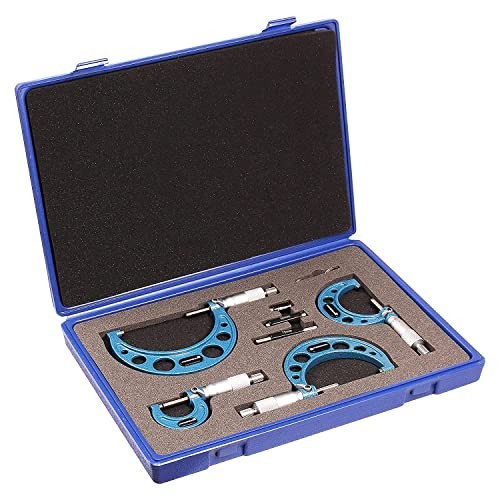 4 Pcs Outside Micrometer Set, 4-piece Set (0-1″/1-2″/2-3″/3-4″ Range)
