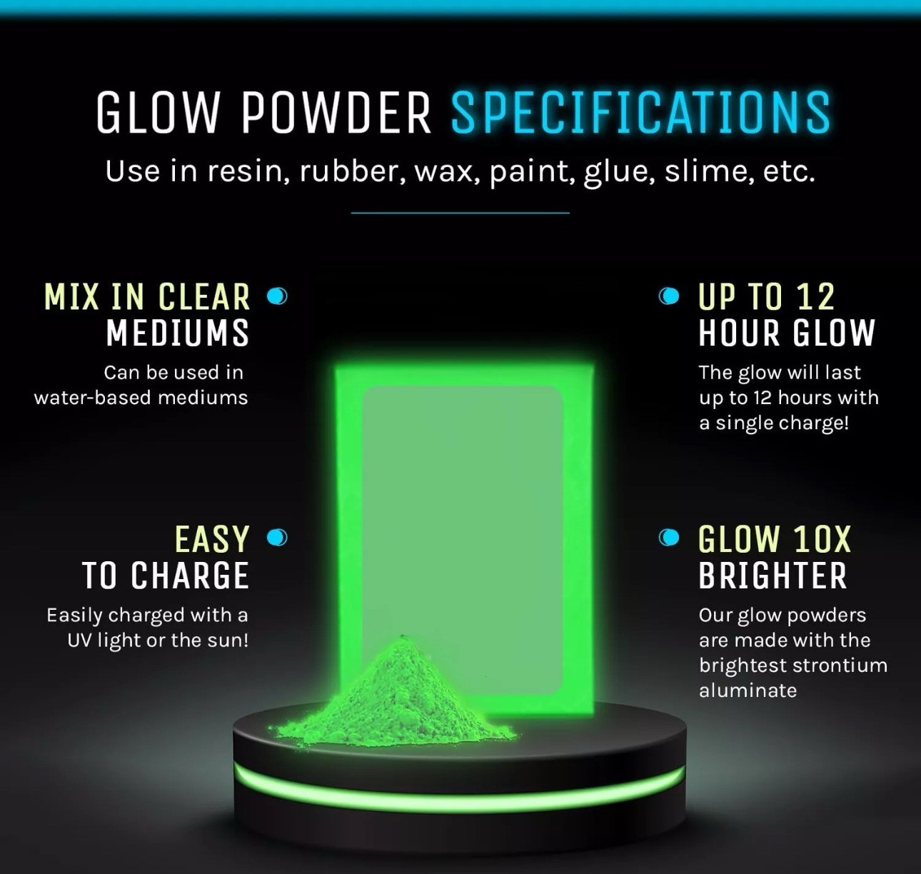 1 LB Glow in the Dark pigment powder WATERPROOF Luminous, Strontium Yellow-Green