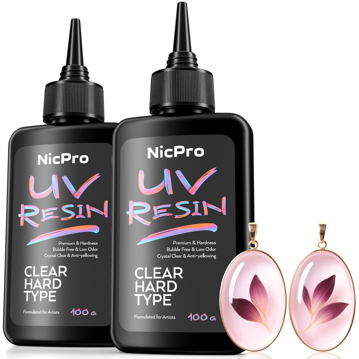 UV Resin 200/1000g,2 PCCrystal Clear UV Glue Hard, High Viscosity & Quick Curing