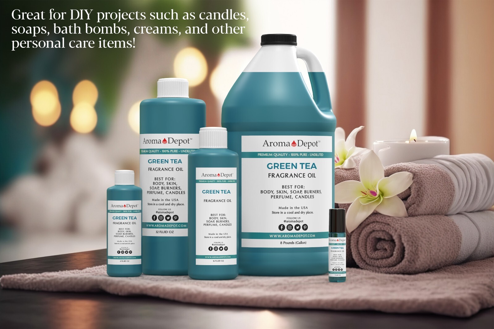 Green Tea fragrance Oil for Body, Candles, Soaps, Lotion, Perfume & Diffuser