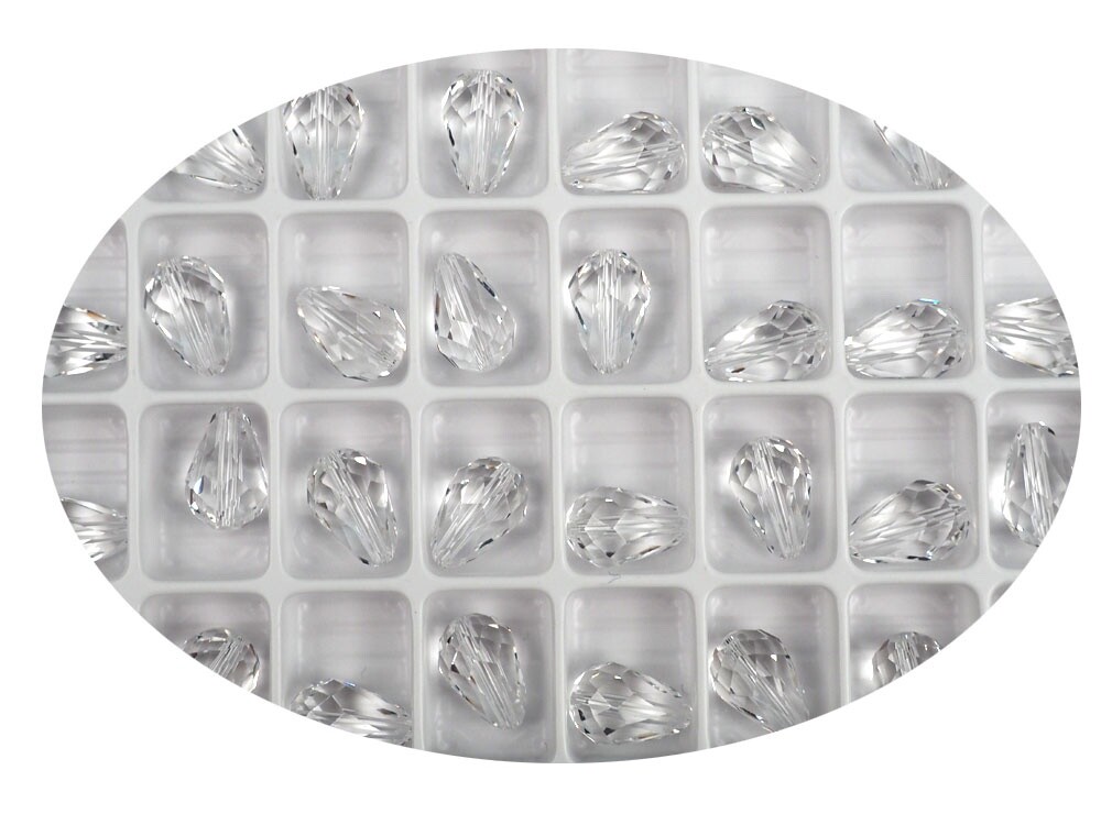 12 Crystal clear Preciosa Czech MC Pear Beads tear drop shape 12x8mm P304