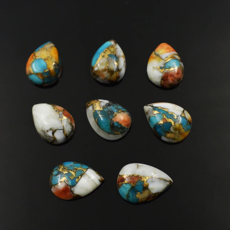 Wholesale Oyster Copper Turquoise Cabochon Pear shape Loose Gemstone Lot Jewlery