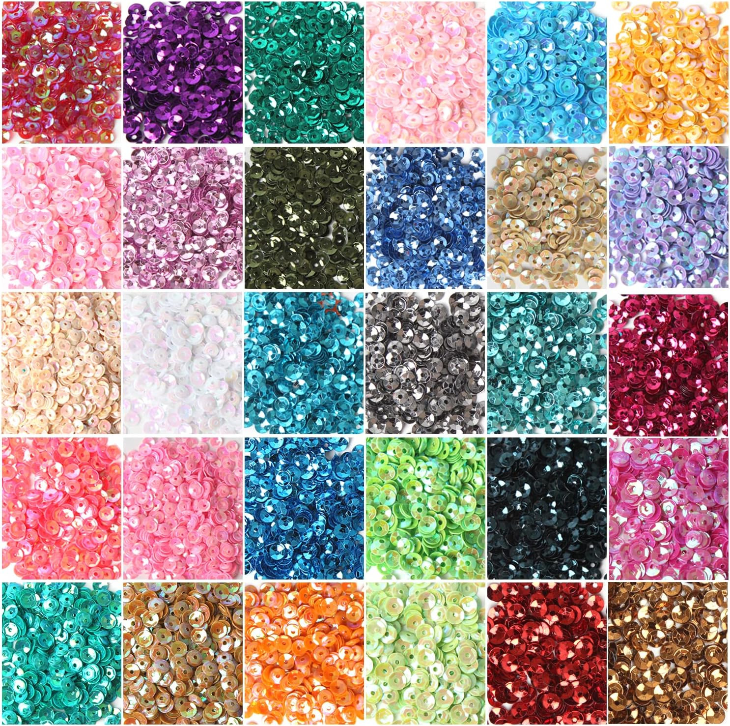30 Colors Loose Craft Sequins Bulk 300g 4mm Sewing DIY Embellishments Emroidery