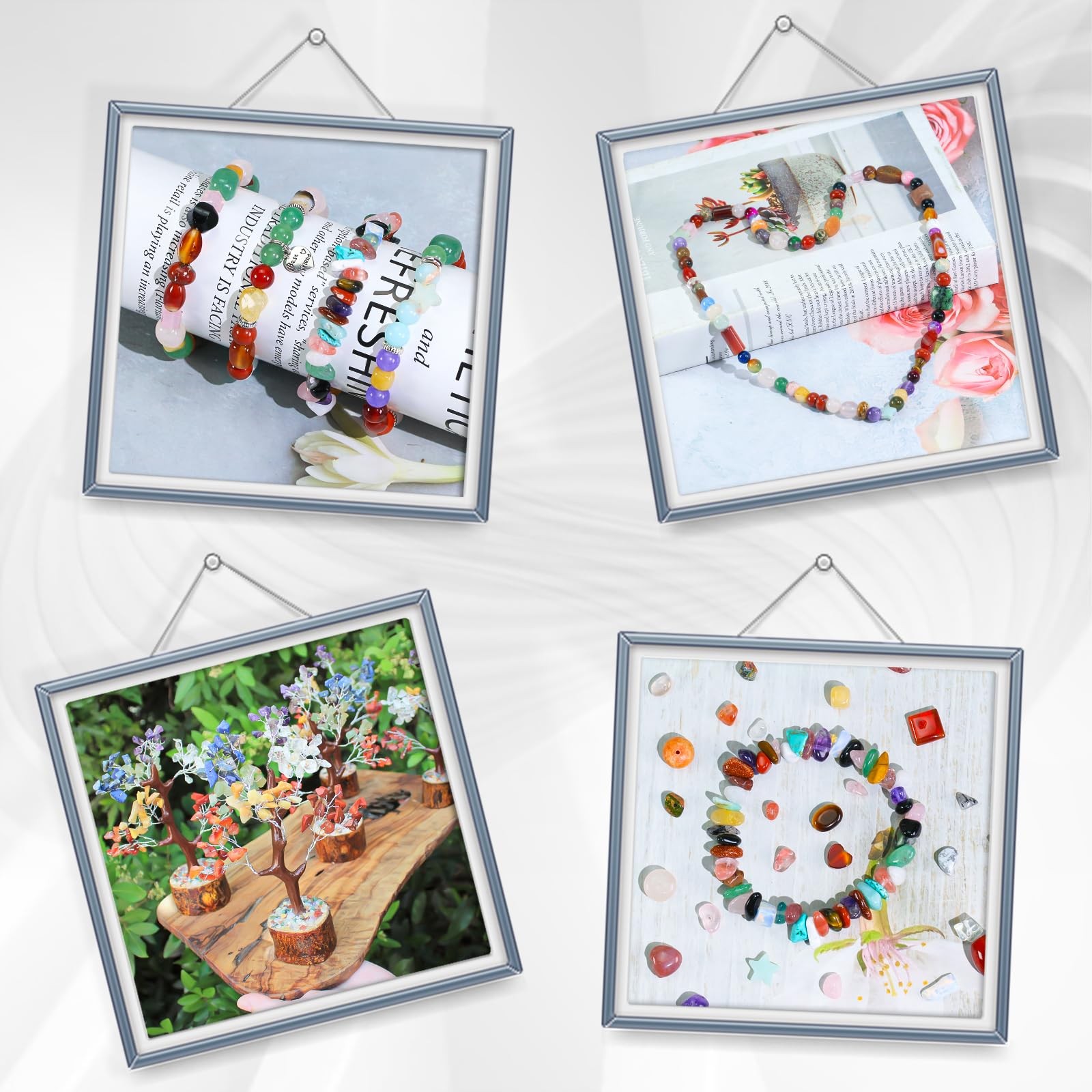 Assorted Beads for Jewelry Making, Mixed Bulk Natural Stone Beads for Crafts