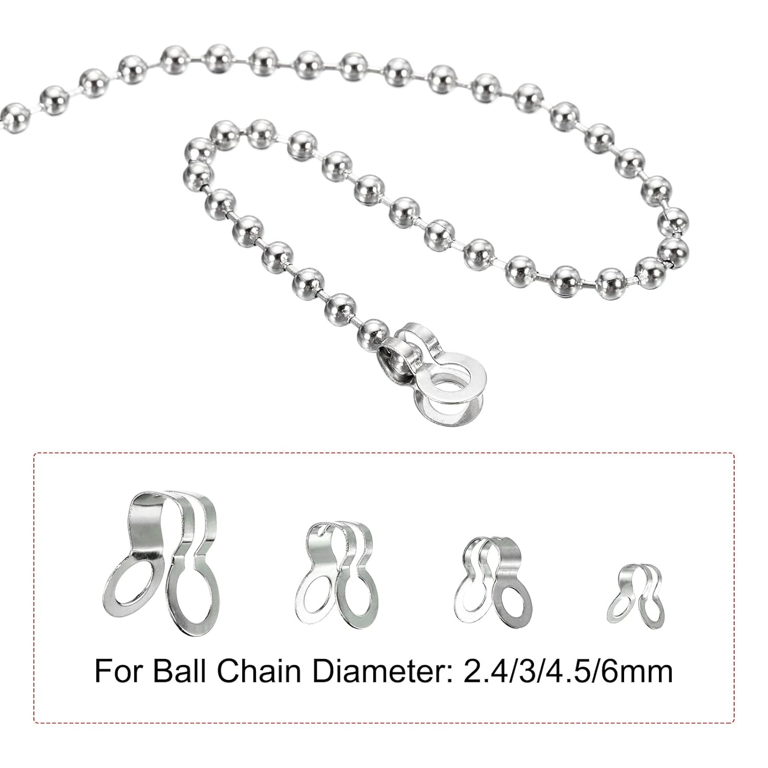 Ball Chain Connectors, Stainless Steel Double Ring Clasp Fit for 2.4/3/4.5/6M…