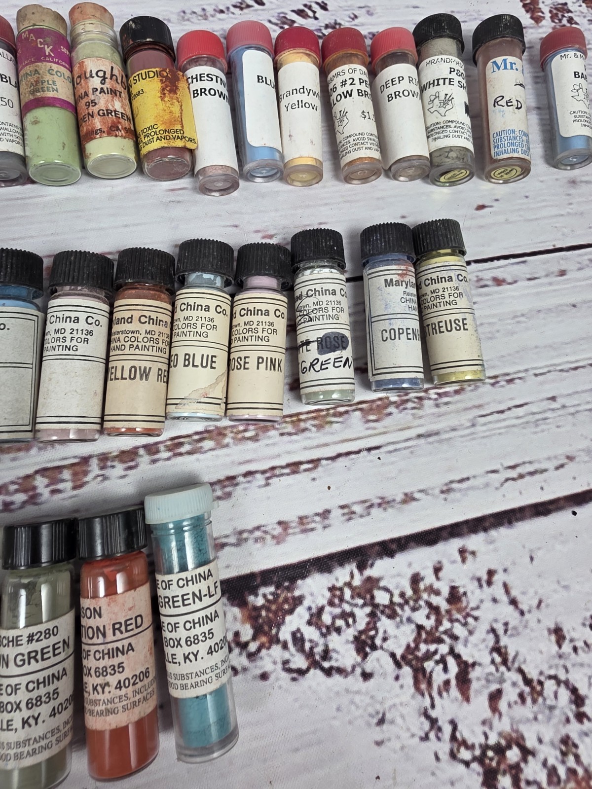 75+ China Porcelain Powder Paints Vials House Of China, Maryland China, Mr &Mrs