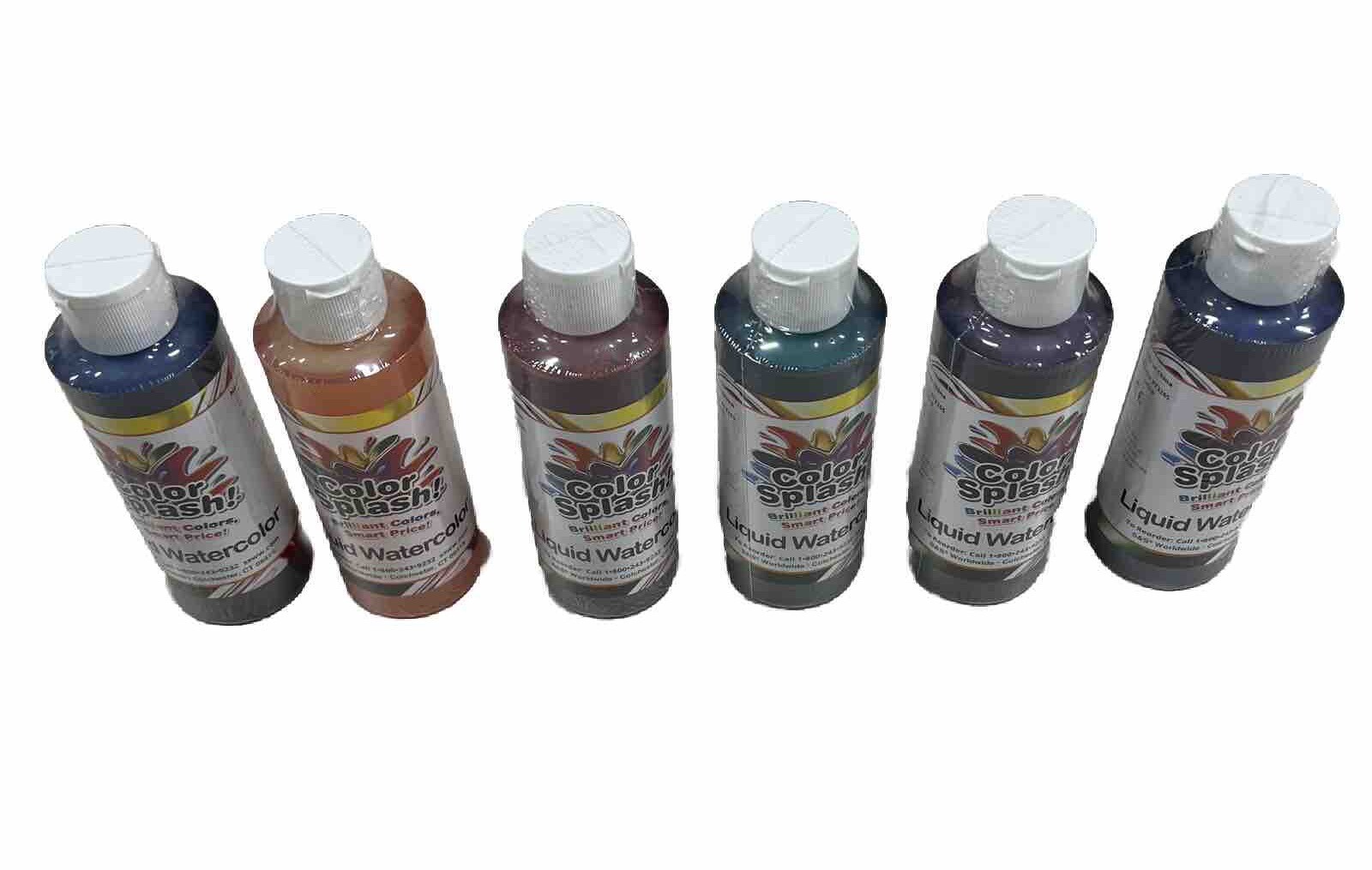 Color Splash! Liquid Watercolor Paint, 8 Oz Each Bottle, (6 PACK)