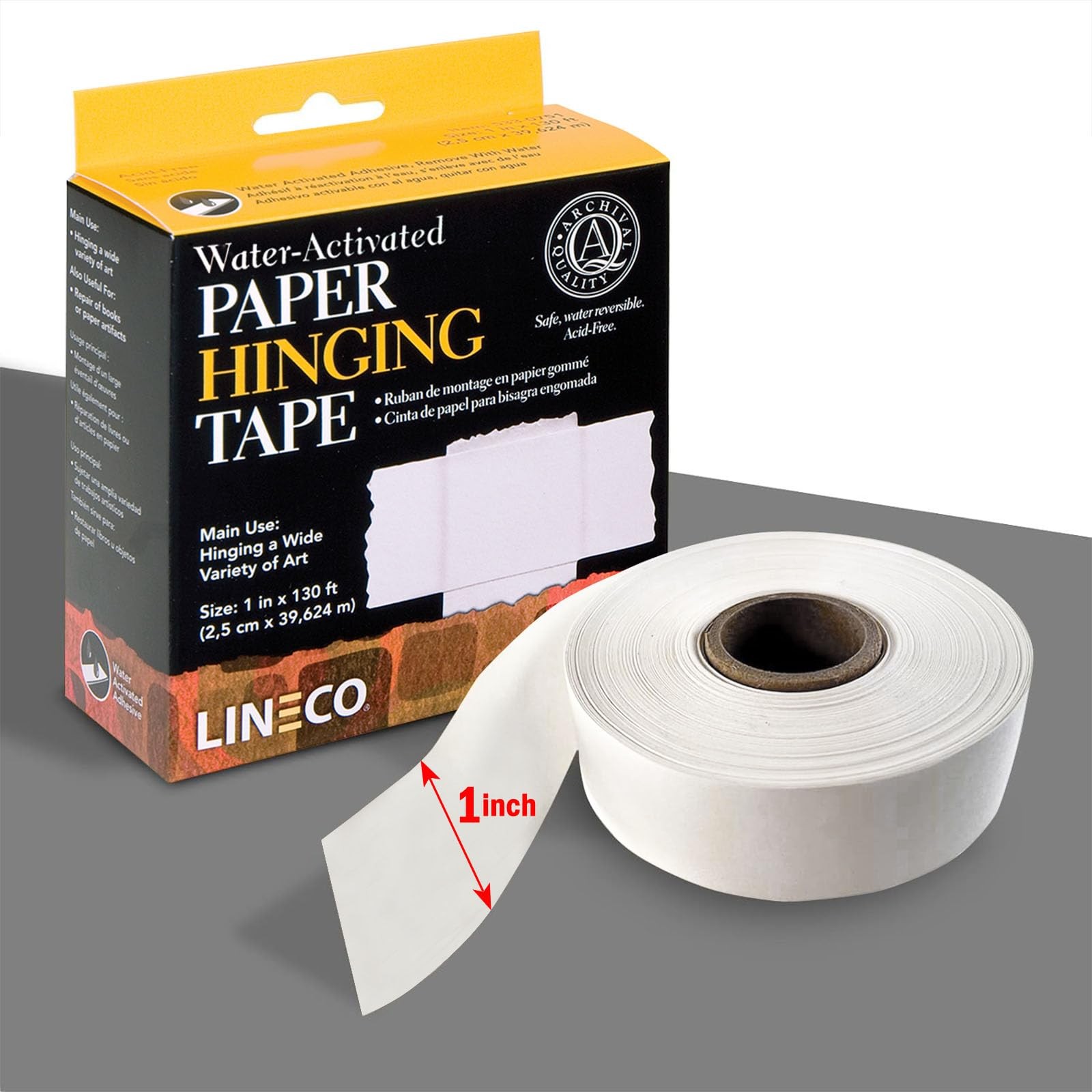 Archival Water Activated Paper Hinging Tape 1″x130ft Acid-Free Neutral pH 1Pack