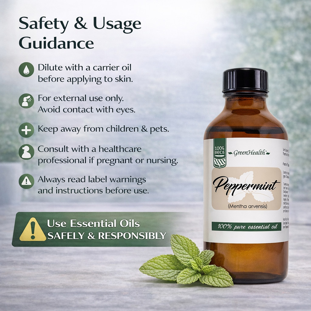 Peppermint Essential Oil 4 oz Pure Natural with 3 Free Droppers – GreenHealth