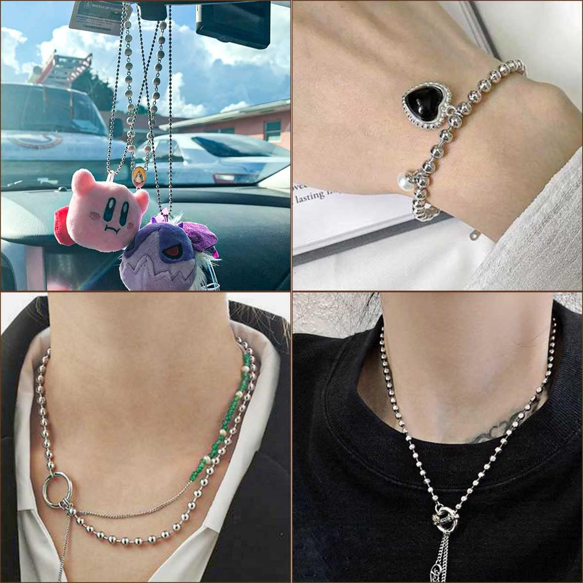 32.8Ft Stainless Steel Ball Chain 2.4mm Bead Link Chain Roll for Dog Tag