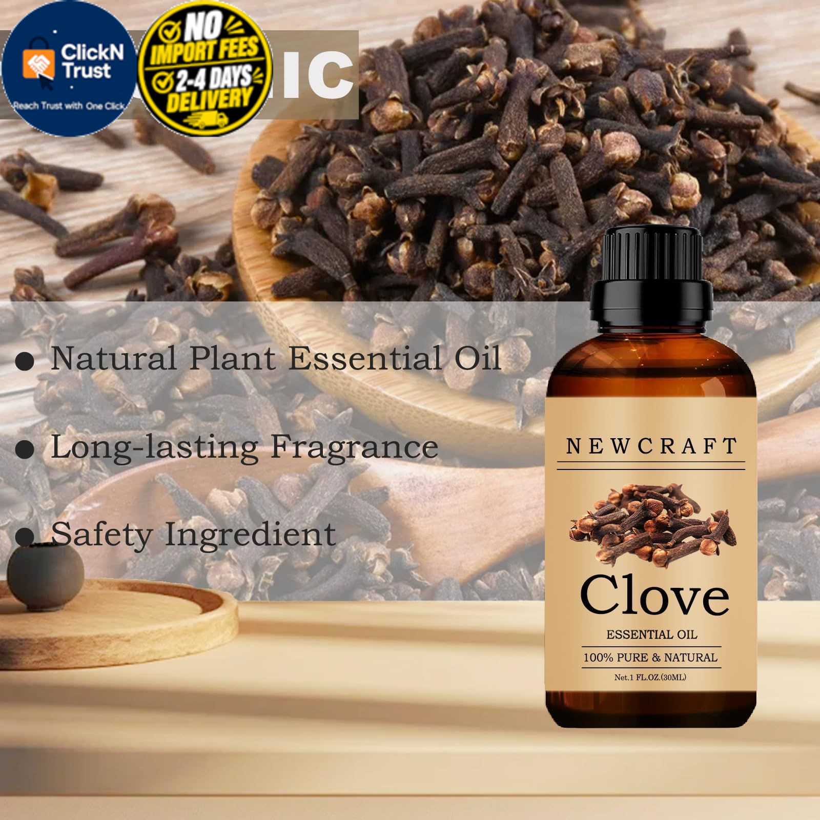 Clove Essential Oils, 100% Pure and Natural Oil 1 Fl Oz (Pack of 1)