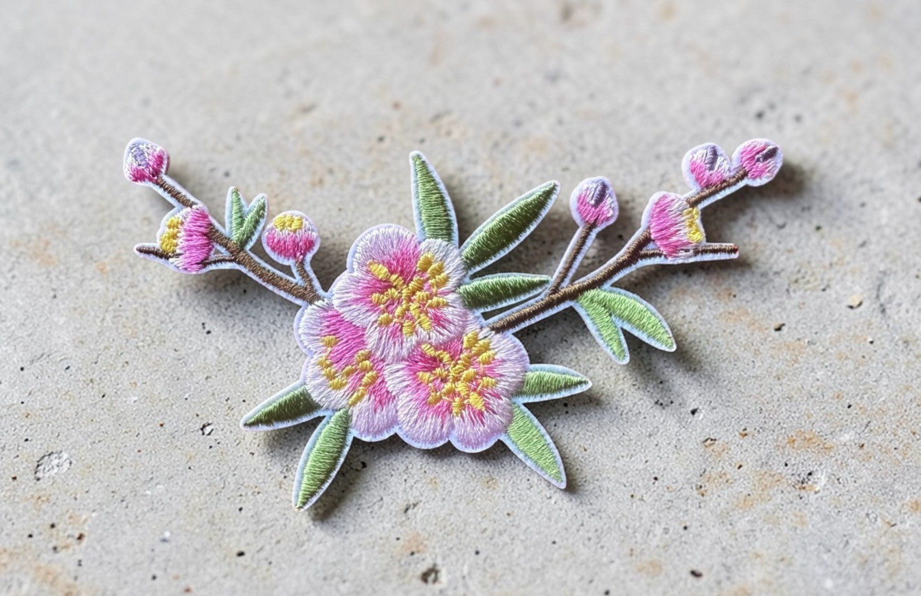 Embroidered Flower iron on patch applique 4 x 2+1/4 inch FREE SHIPPING