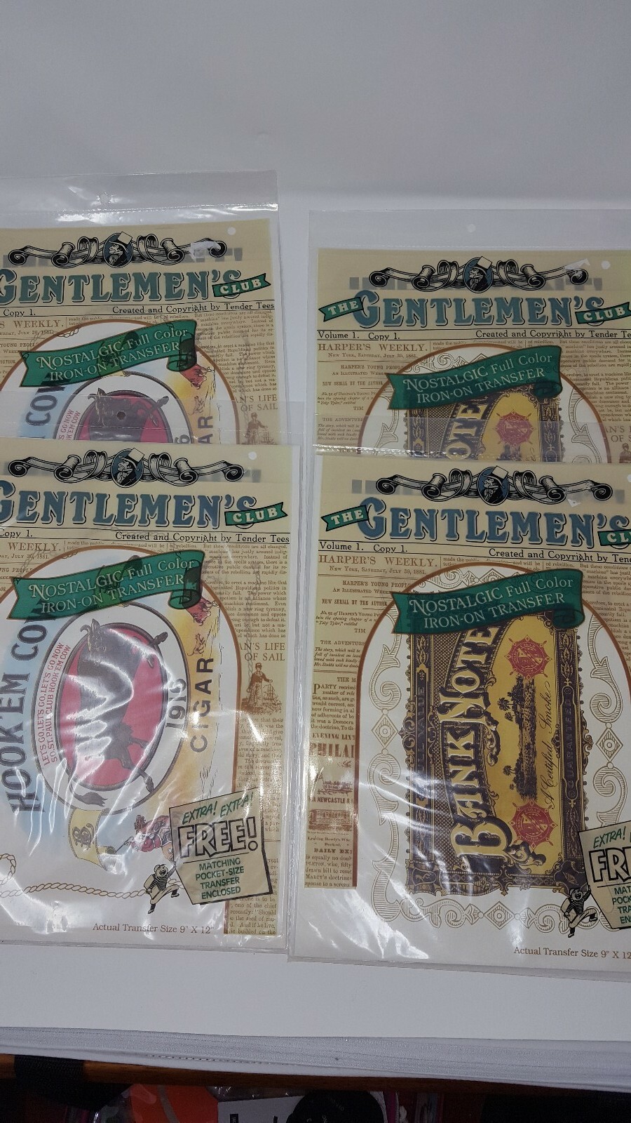4 The Gentlemen’s Club Cigar Bank Note Color Iron On Transfer – 9″x12″ – NEW