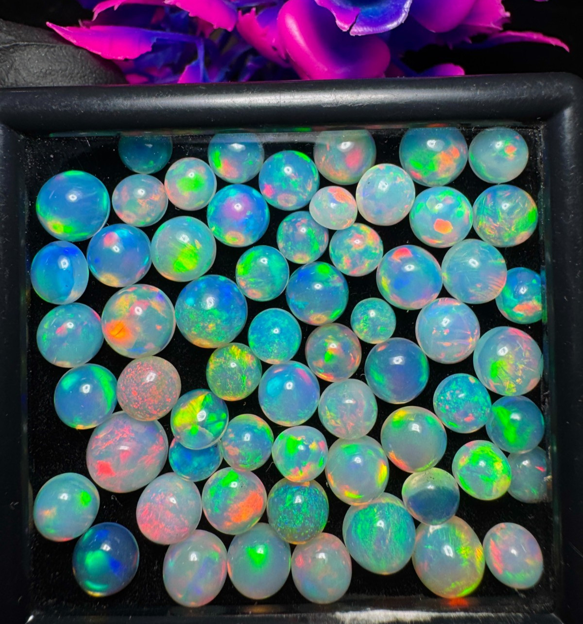 Natural Ethiopian Opal Round Cabochon Lot 3 MM to 8 MM Fire Opal Welo Opal Loose