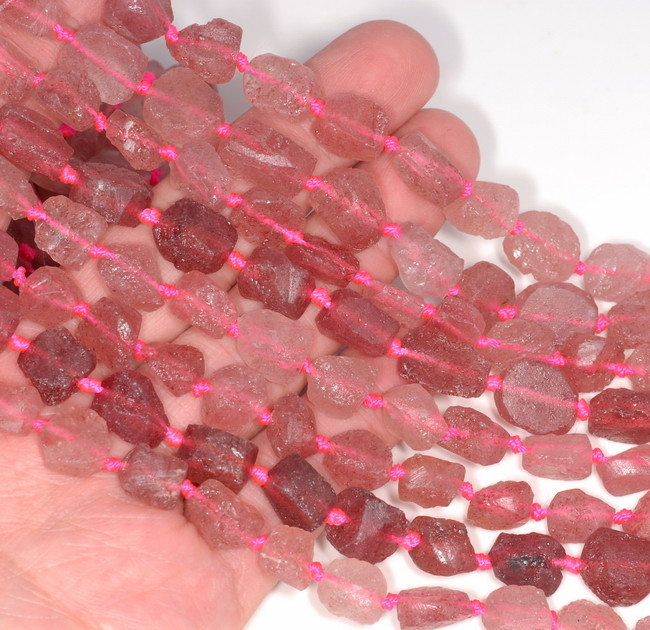 10X7MM STRAWBERRY LEPIDOCROCITE GEMSTONE AAA ROUGH NUGGET PEBBLE BEADS 16.5″