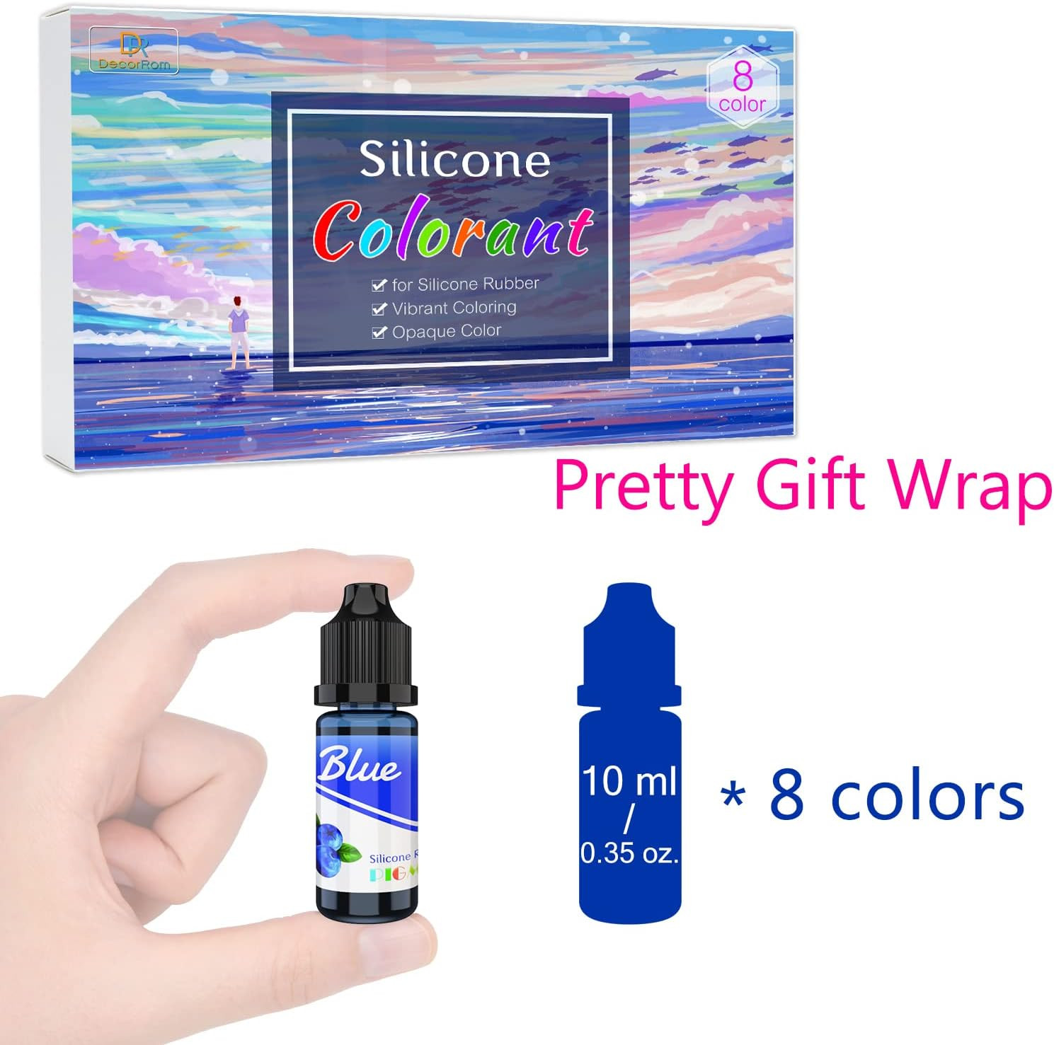 Silicone Rubber Pigment – 8 Colors Liquid Silicone Coloring Dye for Silicone Mol