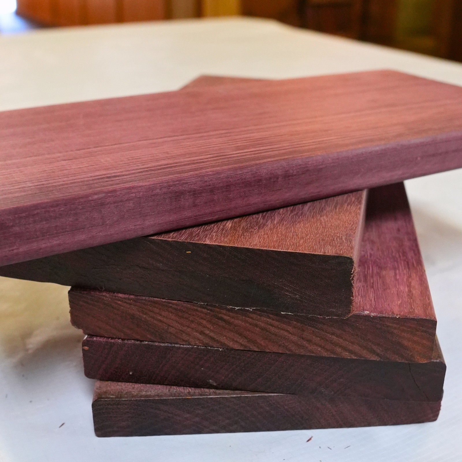 Assorted Purpleheart Wood Box – 10–12 Pieces | S4S Exotic Hardwood