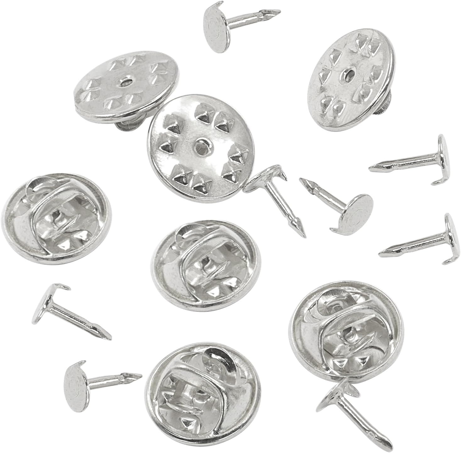 130 Pairs Silver Pin Backs, Replacement Butterfly Tie Tacks Locking Brooch Backs