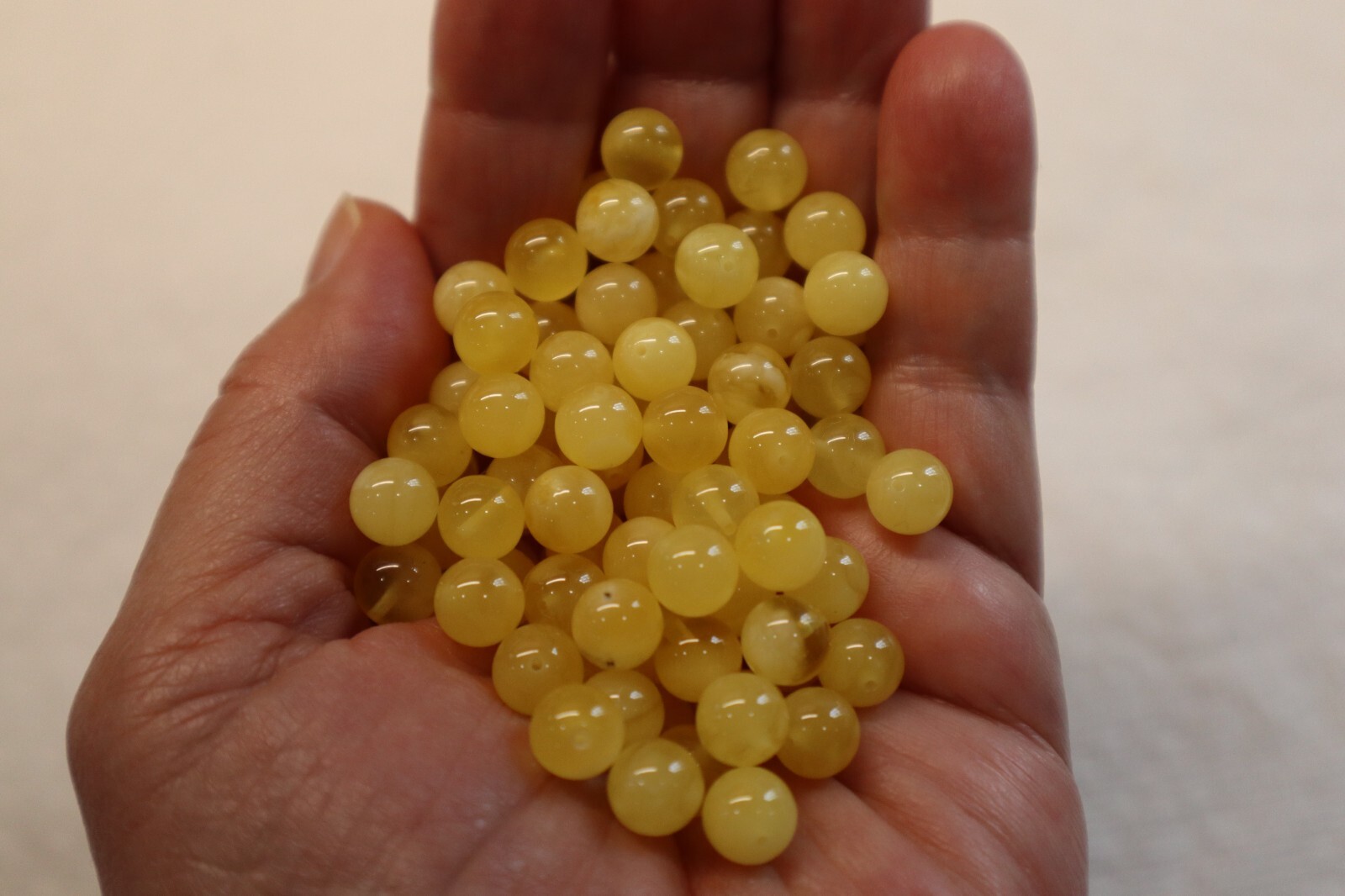 Natural Baltic Amber Beads, 9.5mm – 10mm, 2 Beads Butter Alluregem E3028