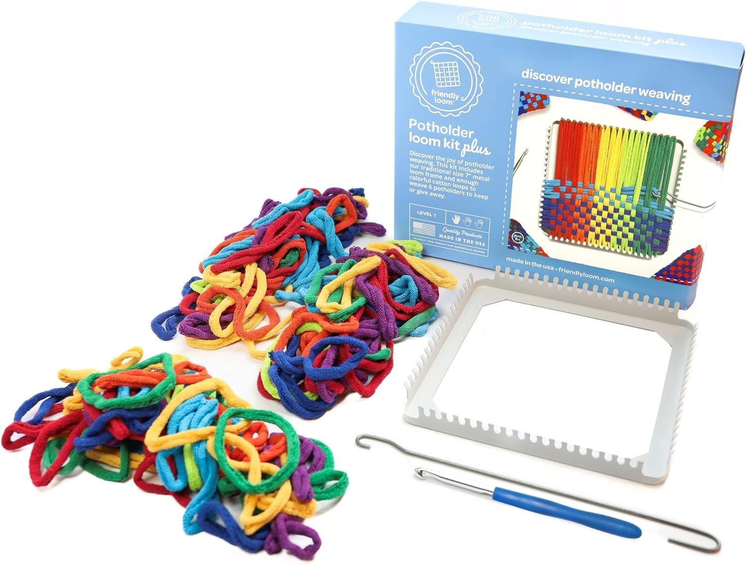 Traditional Potholder Loom Kit Cotton Loops Weaving Craft for All Ages
