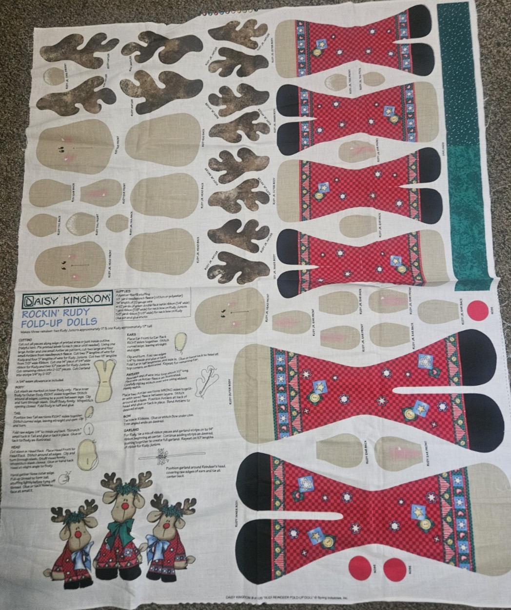 Daisy Kingdom Rockin’ Rudy Fold-Up Dolls Fabric Panel Christmas