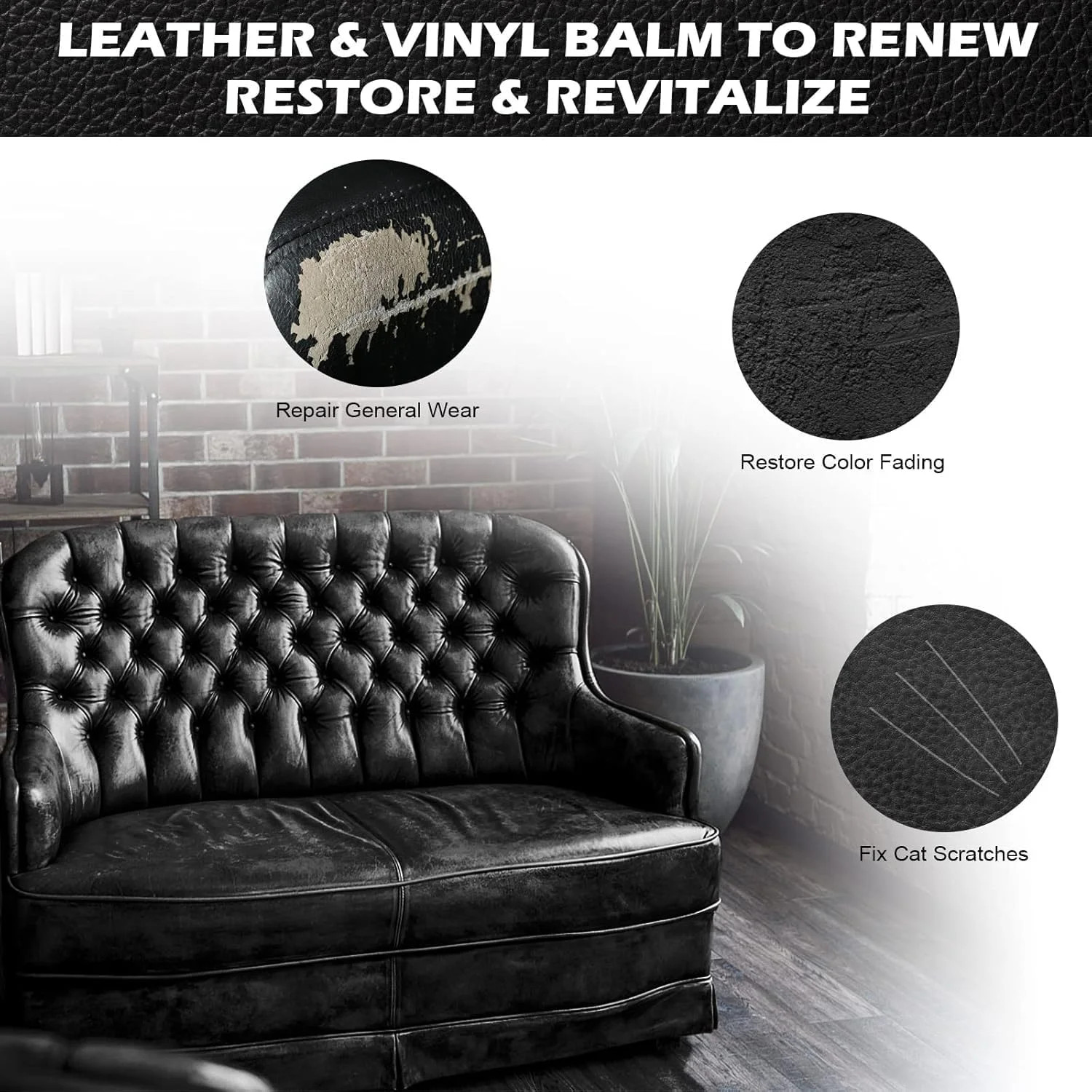 SEISSO Leather Recoloring Balm, Leather Repair Kit for Furniture, Leather Scratc