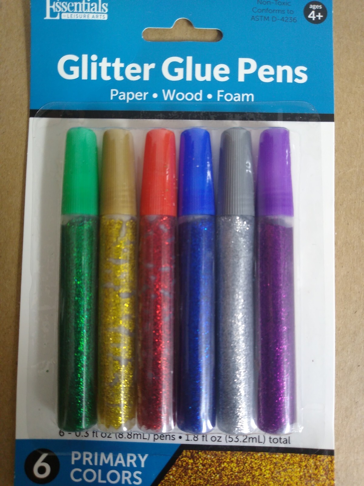 Glitter Glue Pens 6 – 0.3 fl.oz Primary colors