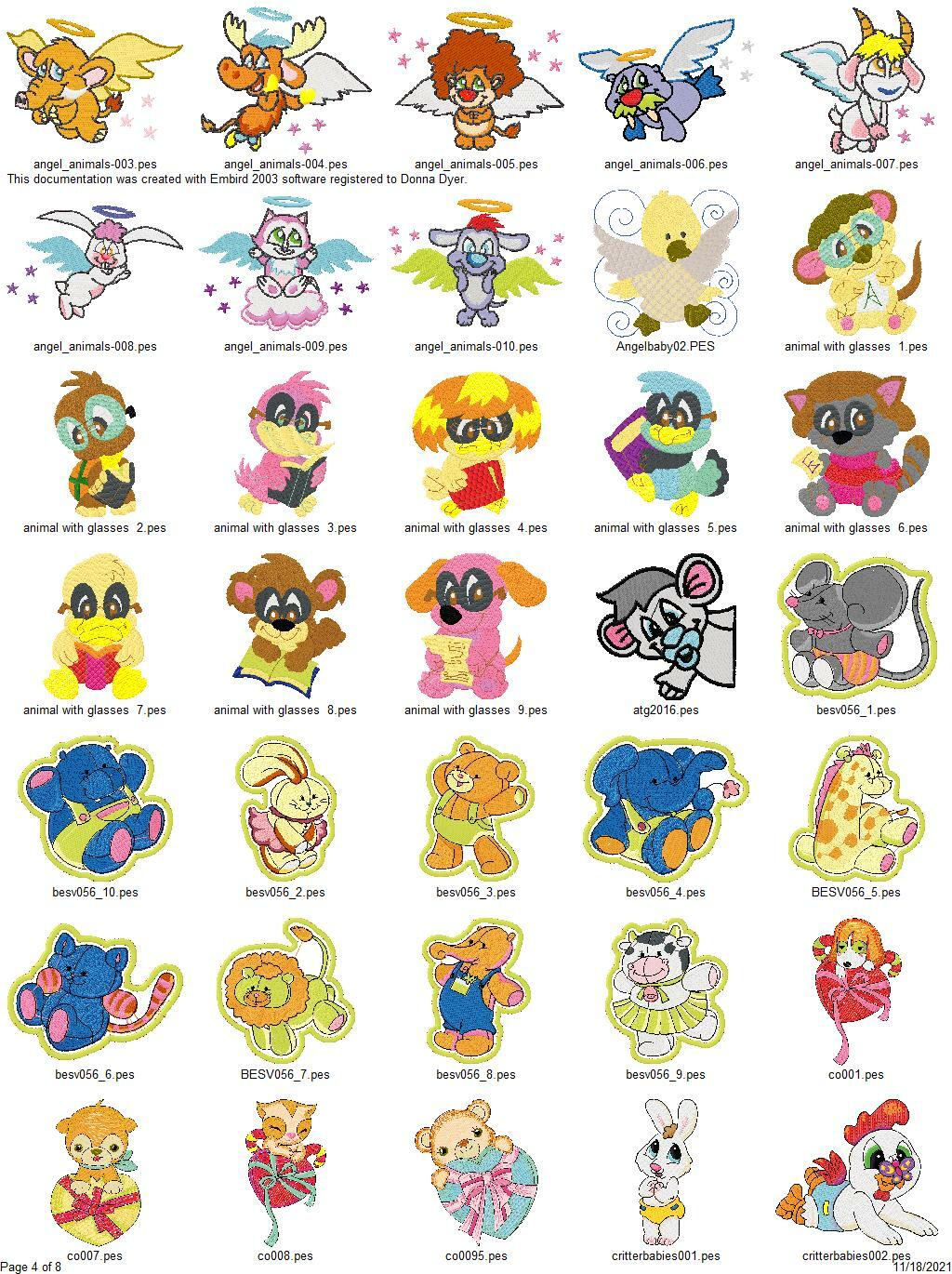 272 CUTE BABY ANIMALS EMBROIDERY MACHINE DESIGNS COLLECTION PES
